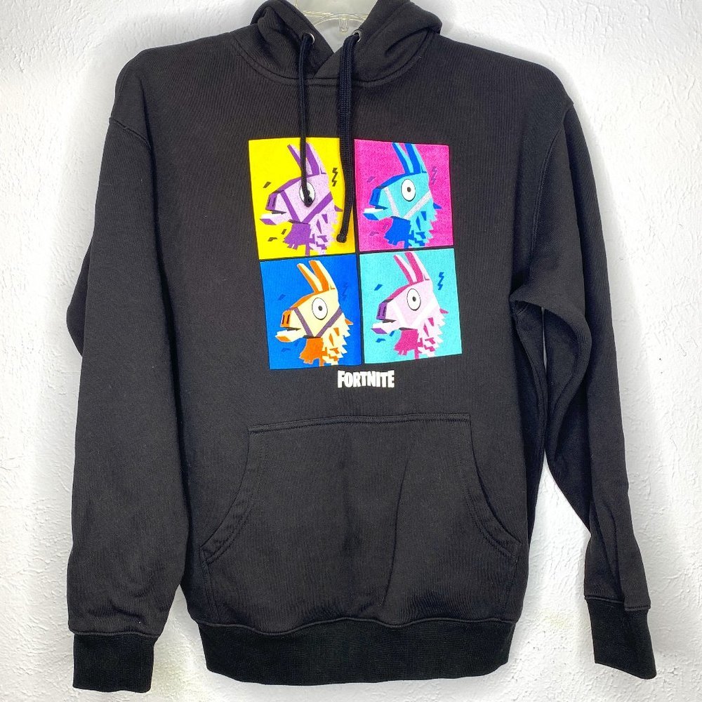Fortnite, men's size Large, heavy weight, black hoodie with drawstrings.  EUC